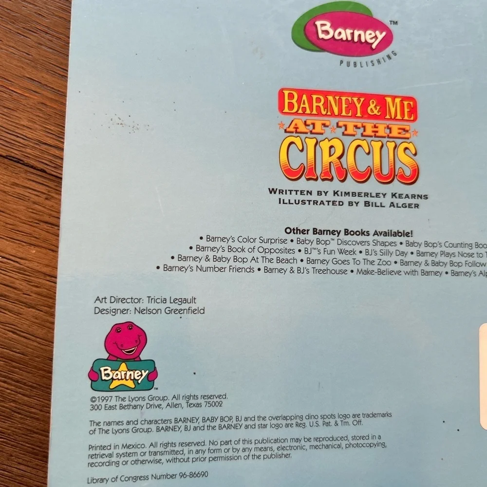 Vintage 1997 Barney & Me at the Circus Personalized Photo Board Book Kids